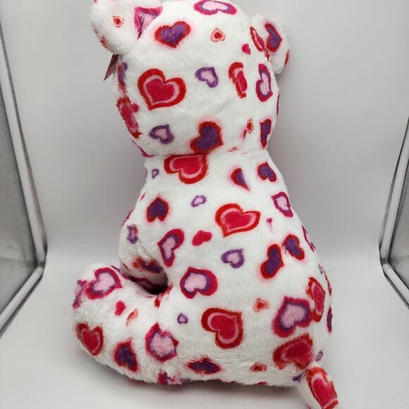 Scented Teddy Bear Plush 17" Pink Red Hearts Sewn Eyes Shiny Feet Stuffed Toy - Picture 4 of 9